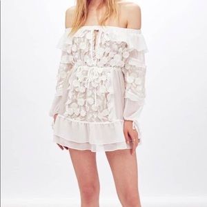 For Love and Lemons White Off-Shoulder Dress